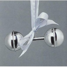 Verzilverde (pleet) rammelaar - Halter met filetrand (10cm lang) - 191