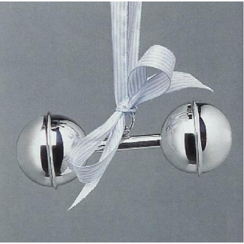 Verzilverde (pleet) rammelaar - Halter met filetrand (10cm lang) - 191