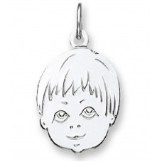 Zilveren bedel - jongenskopje - 17mm - 22428