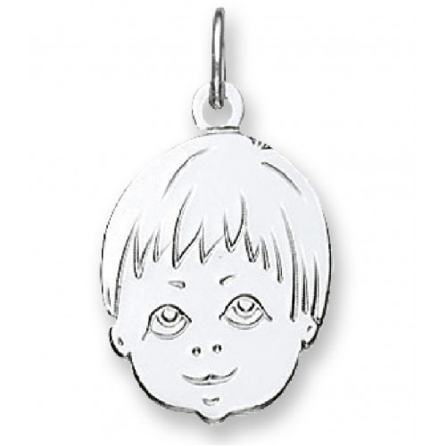 Zilveren bedel - jongenskopje - 17mm - 22428
