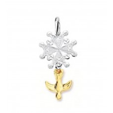 Zilveren bedel - hugenotenkruisje - 10x22mm - 22431