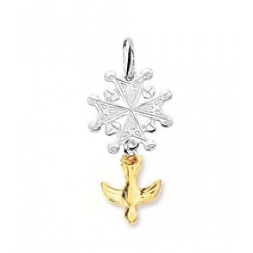 Zilveren bedel - hugenotenkruisje - 10x22mm - 22431