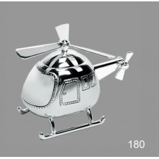 Verzilverde (pleet) spaarpot - helicopter - 38111