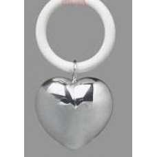 Verzilverde (pleet) rammelaar - Hart aan ring - 38593