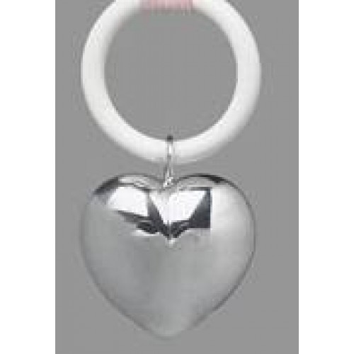 Verzilverde (pleet) rammelaar - Hart aan ring - 38593