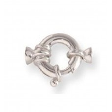 Zilveren fournituren - slotje veerring fantasie - 15mm - 4mm dik - versterkt met eindstukken - 40094