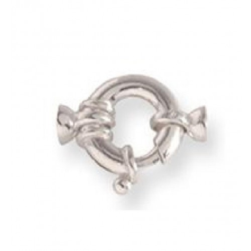 Zilveren fournituren - slotje veerring fantasie - 15mm - 4mm dik - versterkt met eindstukken - 40094