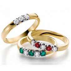 Gouden ring - 14krt.geelgoud - Memoire - Diamant 3x0.07crt.W/Si-P1 - 41654