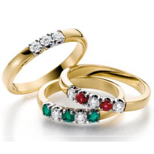 Gouden ring - 14krt.geelgoud - Memoire - Diamant 3x0.07crt.W/Si-P1 - 41654