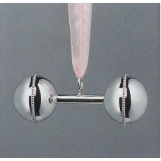 Verzilverde (pleet) rammelaar - Halter met parelrand (10cm lang) - 43443