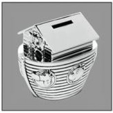 Verzilverde (pleet) spaarpot - ark van Noach - 45346