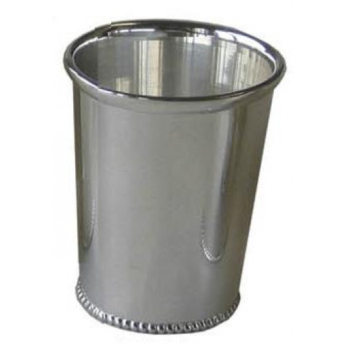 Verzilverde (pleet) kinderbeker - rechtmodel parelrand (zonder oor) - 46383