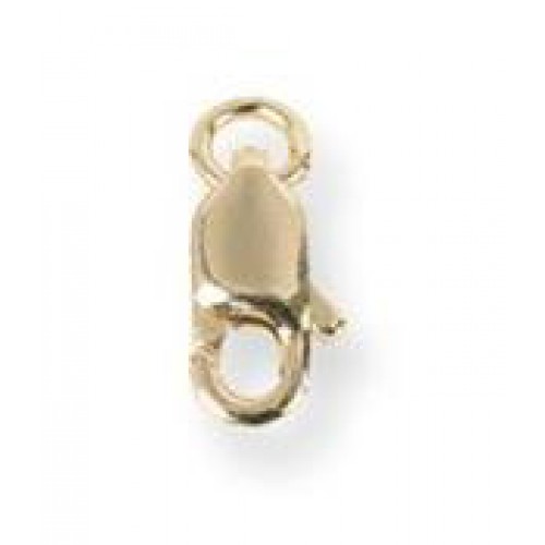 Gouden fournituren - slotje - 14krt.geelgoud - karabijnhaak 08x03mm - plat met oog - 50125