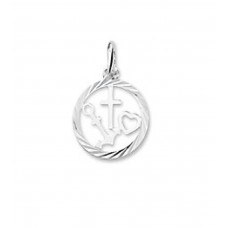 Zilveren bedel - geloof, hoop en liefde - ronde facetrand 14mm - 54163