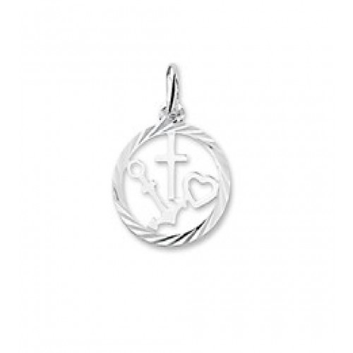 Zilveren bedel - geloof, hoop en liefde - ronde facetrand 14mm - 54163