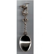 Zilveren gedachtenislepel - 2 ooievaars - 20cm - 58895