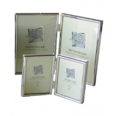 Verzilverde (pleet) fotolijst - 10x15cm - rechthoekig tweeluik - 5mm bolle rand - 60588