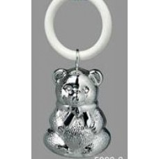 Verzilverde (pleet) rammelaar - Beer aan ring - 60597