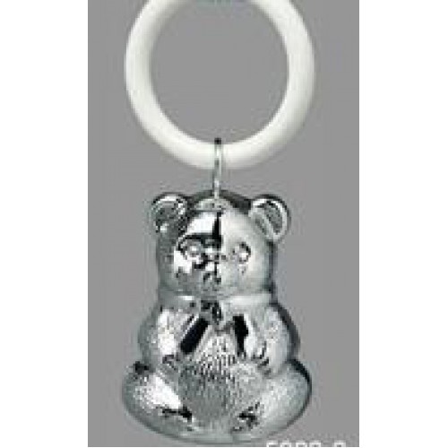 Verzilverde (pleet) rammelaar - Beer aan ring - 60597